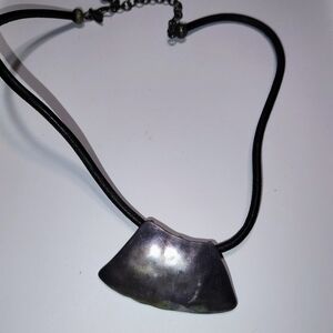 Chico's Black Cord Necklace with Silver Pendant